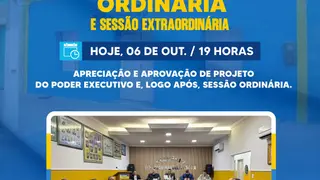 Câmara de São João do Cariri realiza Sessão Extraordinária e Ordinária nesta terça