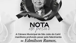 Câmara de São João do Cariri lamenta falecimento de Didi Ramos