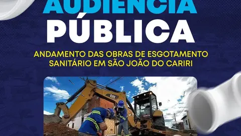 Câmara de São João do Cariri realiza audiência pública sobre obras de esgotamento sanitário nesta quarta-feira