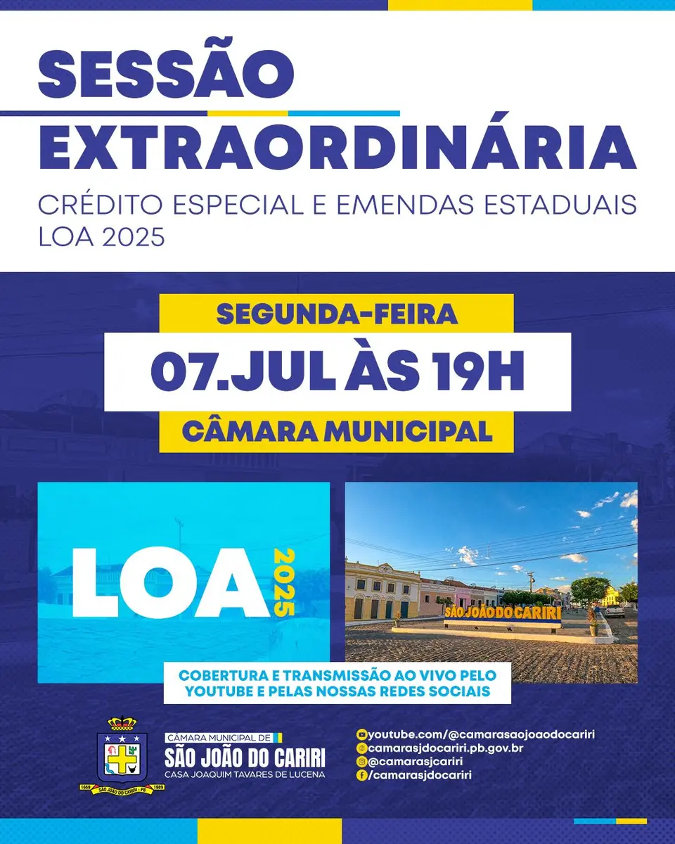 📢 CONVOCAÇÃO PARA SESSÃO EXTRAORDINÁRIA