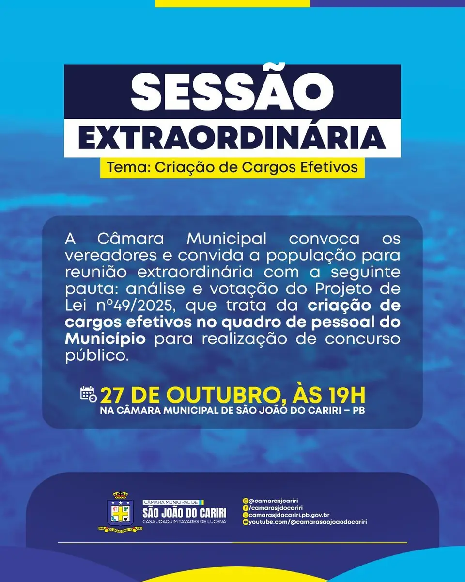 CONVITE: SESSÃO EXTRAORDINÁRIA
