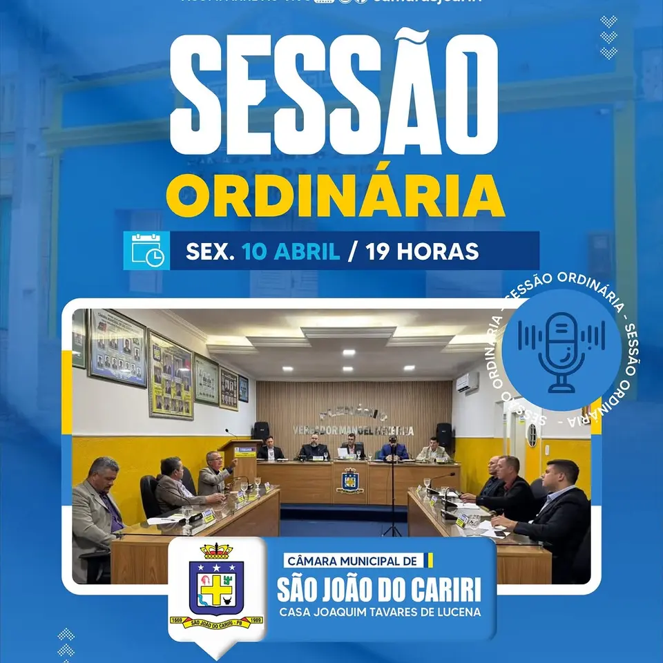 Câmara de São João do Cariri realiza 4ª Sessão Ordinária nesta sexta
