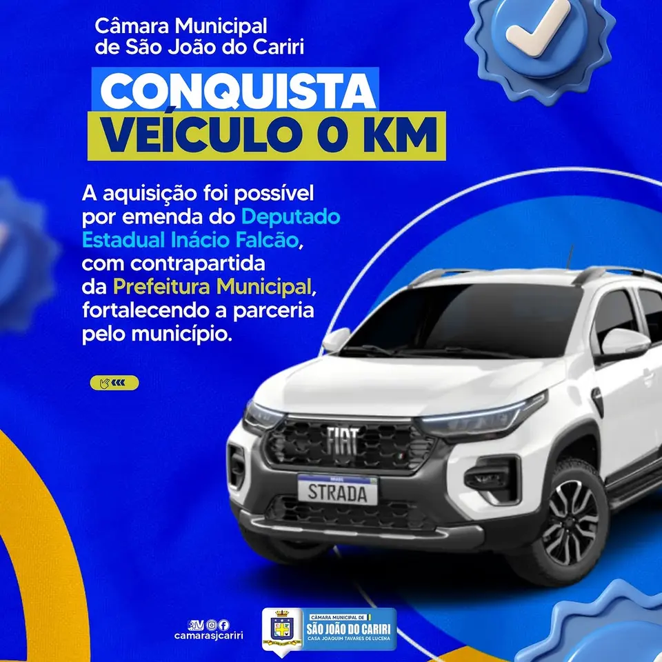 São João do Cariri: Legislativo fortalece estrutura com novo veículo